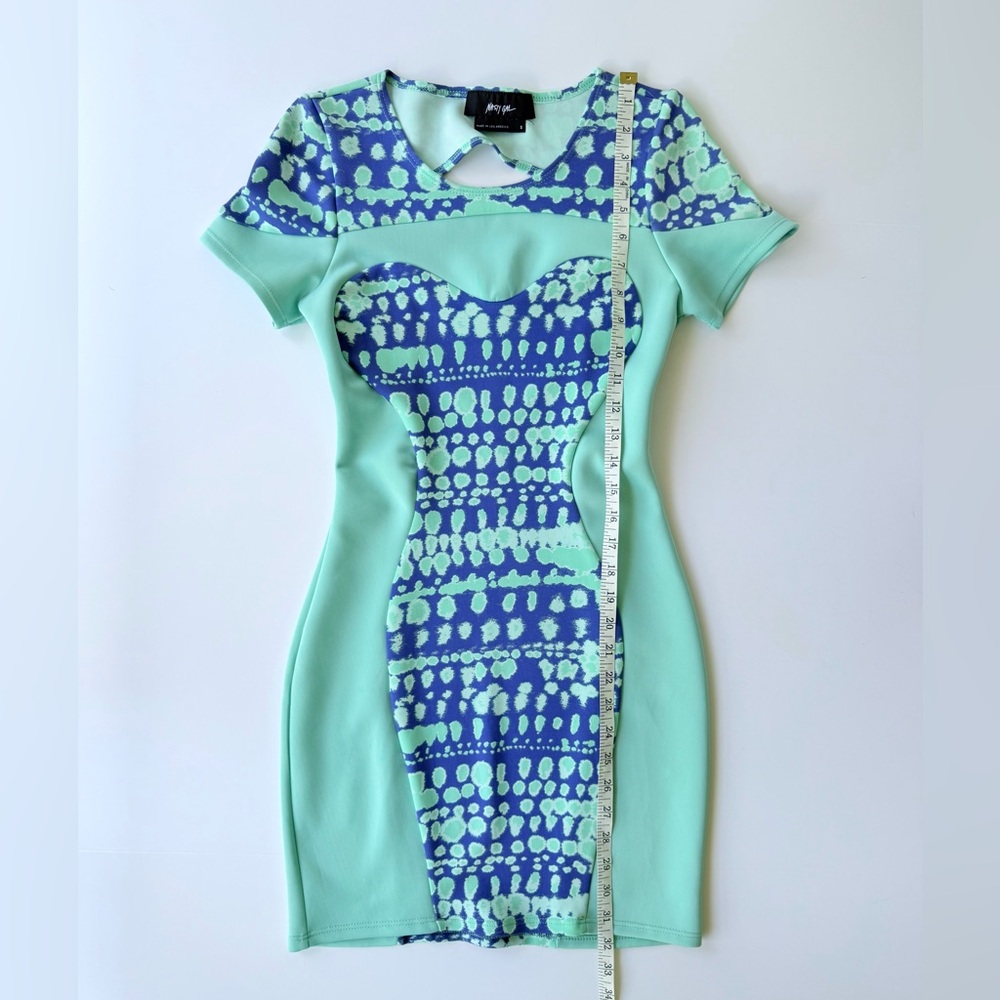Nasty Gal Wave Crush Open Back Mini Dress Aqua / Turquoise Blue Tie Dye Scuba S - Picture 12 of 16